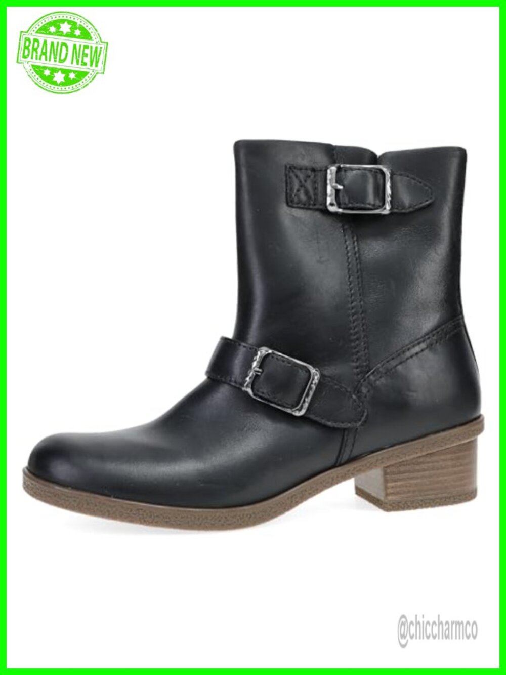 Waterproof Leather Mid-Shaft Biker Bootie with Arch Support